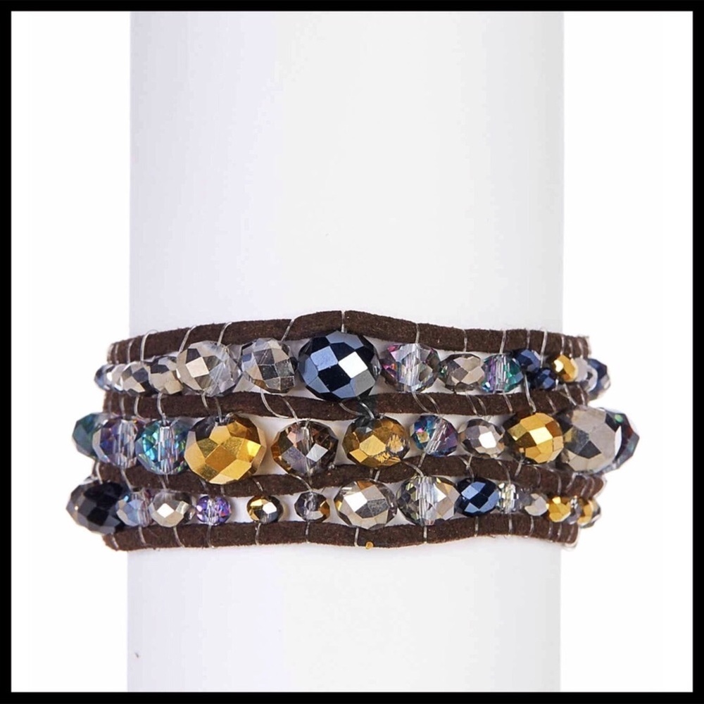 CRYSTAL JEWELED BOHO FESTIVAL CUFF BRACELET - Picture 7 of 8